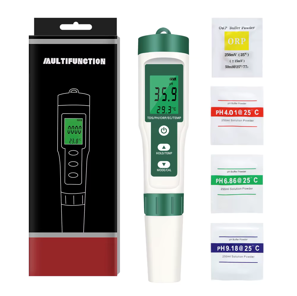 5 in 1 Digital Water Quality Monitor Tester PH Meter TDS EC ORP Salinity S.G Temperature Meter With Backlight